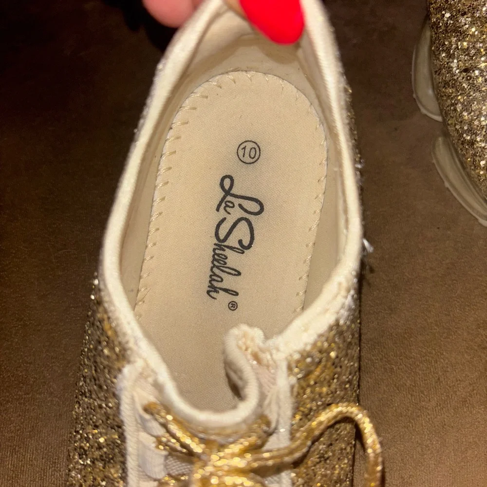 Gold Glitter Women's Sneakers- LaSheelah - Picture 5 of 5